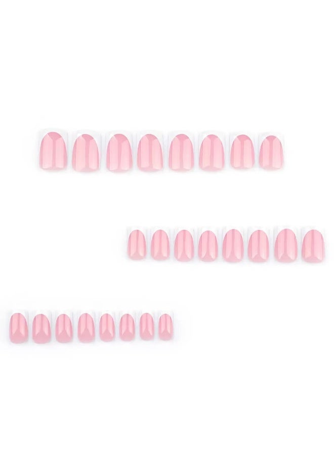 مملكة الأظافر 32 قطعة أظافر صناعية لاصقة، أظافر صناعية فرنسية مربعة قصيرة بلون نيود، تخلق بشكل مثالي تأثير فن أظافر عصري. أظافر أكريليك صناعية مع طقم غراء. هدايا لفن الأظافر المصنوعة يدويًا للنساء. - Image 5